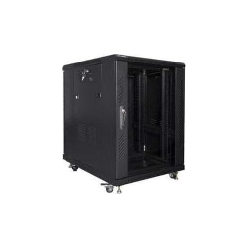 Lanberg Cabinet Rack FF01-6815-12B (15U; 19''; 848MM / 600MM / 800 MM; Standing; Glass; 800 KG; Black Color)