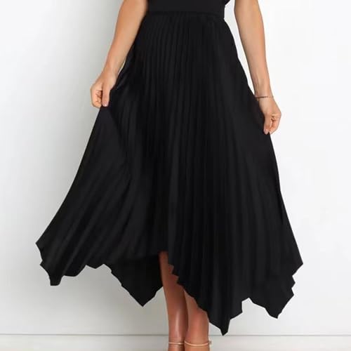 Pleated Skirts Women High Waisted Flowy Skirts Dressy Casual Skirts High Low Summer Skirt Asymmetrical Midi Skirts3