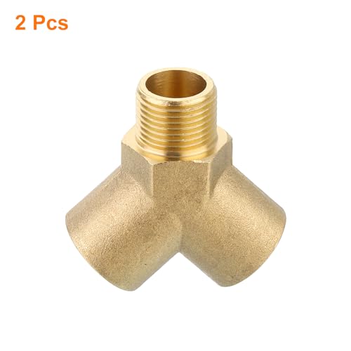 Conector de latón de 3 vías de 3/8 NPT con acabado de precisión para gas uxcell 4