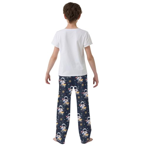 ZZXXB Astronaut Surf Boys Long Pants Soft Trousers Elastic Waist Kids Lounge Bottoms with Pockets S-XL3
