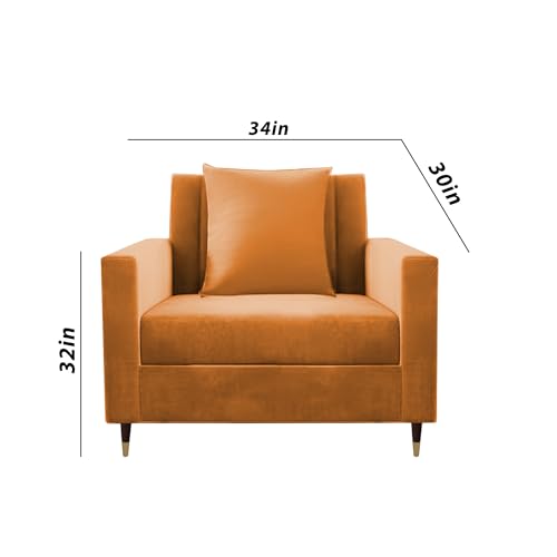 Image of Casaliving Garcia 1 Seater Sofa Set for Living Room (Orange Colour) Premium Fabric Sofa