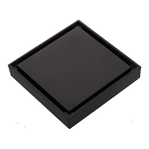 Bodenablauf,Duschablauf Quadratische Boden Abfallgitter 100x100 Dusche Drain schwarz Badezimmer Bodenabfluss Fliesen-Einsatz Messing Zubehör