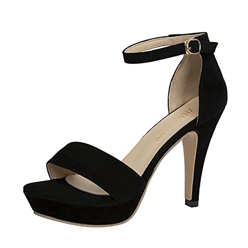 Sandales à talons hauts noires confortables et respirantes pour femme en taille 39