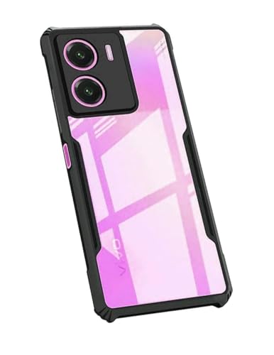 Image of BATCHONE Polycarbonate Shockproof Cover Case Compatible for Vivo Y16 5G 360 Degree Protection /Transparent Back Case (Black Bumper) (Pack of 1)