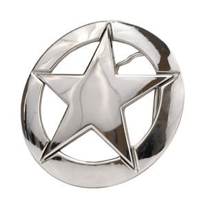 High Polish Nickle Deputy Ranger Star Badge Belt Buckle