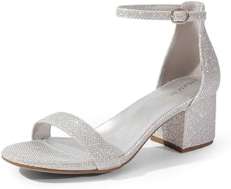 DREAM PAIRS Women's Low-Chunk Low Heel Pump Sandals with Ankle Strap