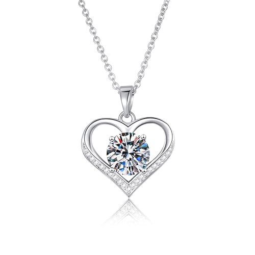 Valentine's Day Gifts Necklace for Women, 925 Sterling Silver Heart Pendant Necklace Dainty CZ Diamond Charm ChainJewellery Birthday Gifts for Women