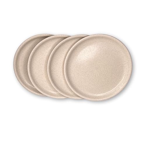 Happy Cove Husk - Platos llanos ecológicos de 10 pulgadas, cáscara de arroz y fibra de bambú, aptos para microondas y lavavajillas, juego de 4, duraderos, aptos para microondas, perfectos para comer y