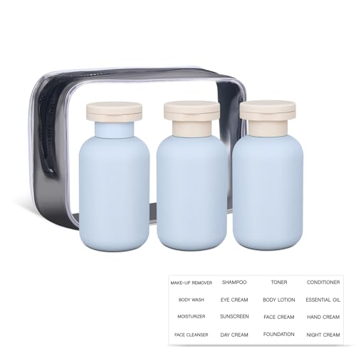 Image of ASEVAT 3.4 oz Plastic Squeeze Bottle for Lotion, Plastic Empty Shampoo Conditioner Container, Plastic Travel Size Toiletries Bottles for Shampoo, Lotion, Cream and Liquids (3 Pcs)
