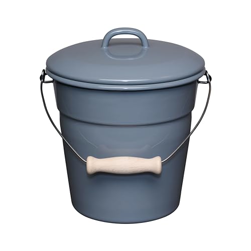 Riess, 0369-065, Bioeimer mit Deckel, Durchmesser 20 cm, 3.5 Liter, Emaille, 1.170 Kg, LBH 21 x 22 x 18.8 cm, Sektk�hler, Getr�nkek�hler, Eimer f�r Eisw�rfel, Garteneimer, M�lleimer (Pure Grey)