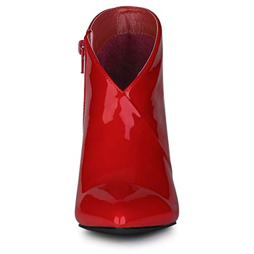 Allegra K Women's V Shape Pointed Toe Red Stiletto Heel Ankle Boots - 9 M US