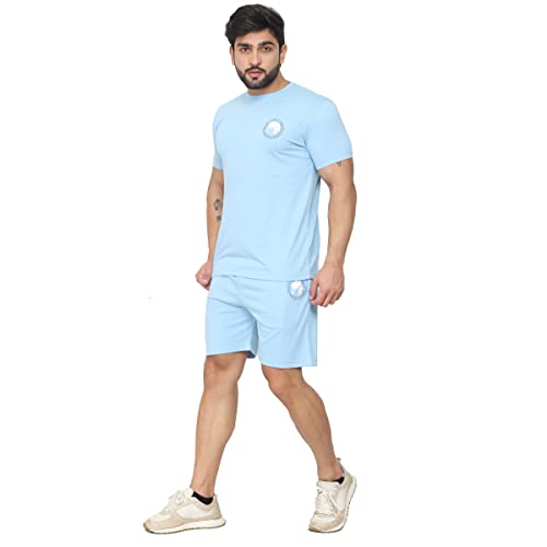 Image of D-GREEN Men's Basic Solid Cotton Round Neck Tracksuit for Athletics Jogging Gym and Sports