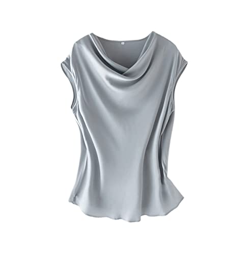 Chemise en Soie Femmes Chic avec Col Drapé et Manches Courtes