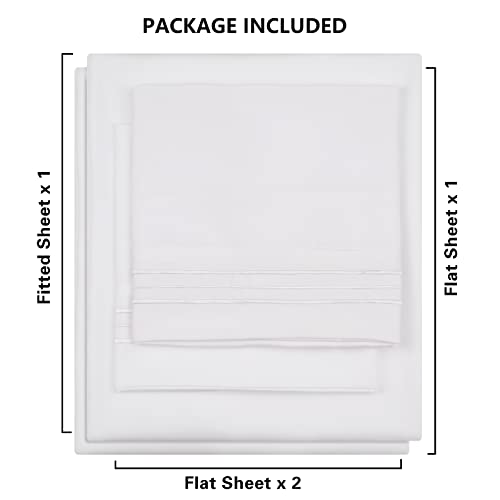 Dekoresyon Queen Sheet Set, 4 Pcs Extra Soft Bedding Sheets & Pillowcases, Deep Pocket Cooling Bed Sheet Set, Ultra Soft Hotel Luxury Fitted Sheet Wrinkle Free(Queen, White) #TOP6