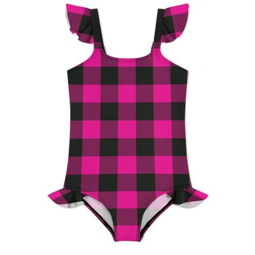 Image of Girls One Piece Swimsuit Polka Dots Ruffles Swimwear Bathing Suits 3-12 Years