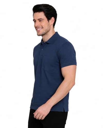 Image of INKKR Men's Polo Neck Half Sleeve Cotton Blend Regular Fit T-Shirt With Pocket