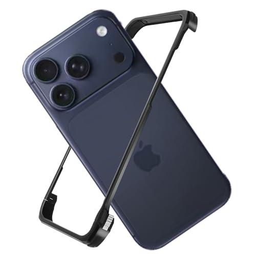 Coque aluminium iPhone 17 Pro sans cadre anti-choc noire