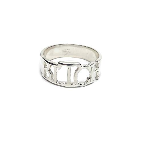 Bague BITCH en argent massif poinçonné 925 anneau de créateur haute finition