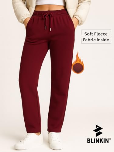 Image of BLINKIN Women's Fleece Track Pants | Warm Winter Joggers with Pockets | Soft Cosy Sweatpants & Gym Pants for Women (248)