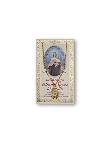 Fratelli Bonella | Medalla de Nuestra Señora del Carmelo y tarjeta con oración | Made in Italy