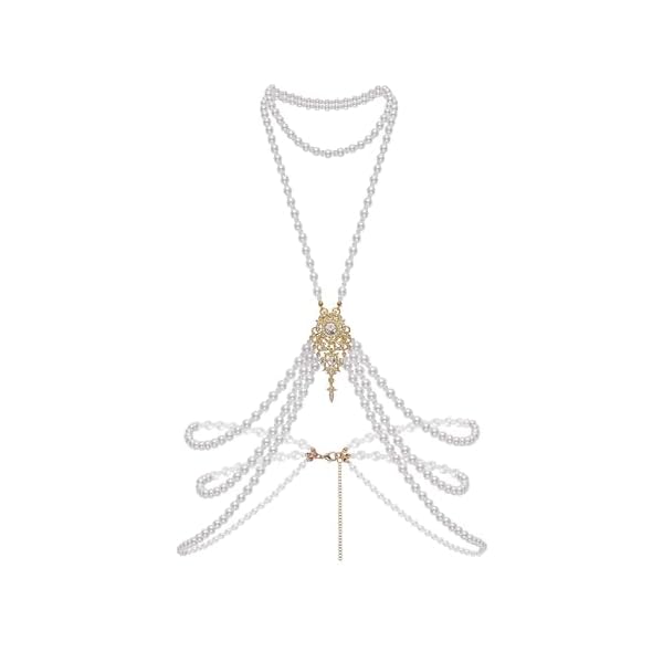 BABEYOND 1920s Pearl Body Chain for Evening Party Gatsby Imitation Pearl Chain for Flapper Costume