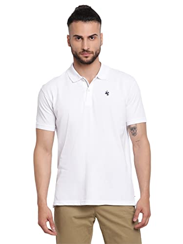 Image of Cantabil Men's Cotton Blend Solid Polo Neck T-Shirt (Regular Fit)