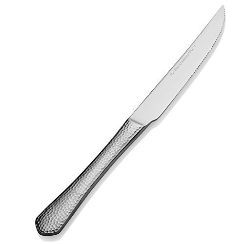 Bon Chef S1215 Stainless Steel 18/8 Reflections Solid Handle European Steak Knife, 9-63/64