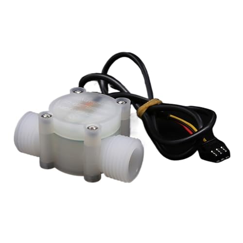 RQNKJJCE 1pc G1/2 Water Flow Sensor PVDF Material Hall Flowmeter Acid and Alkali Corrosion-Resistant Industrial Flow Rate Sensor(0.5-8L per min)