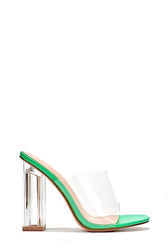 Image of Cape Robbin Fusion Chunky Block High Heels for Women, Transparent Booties for Women