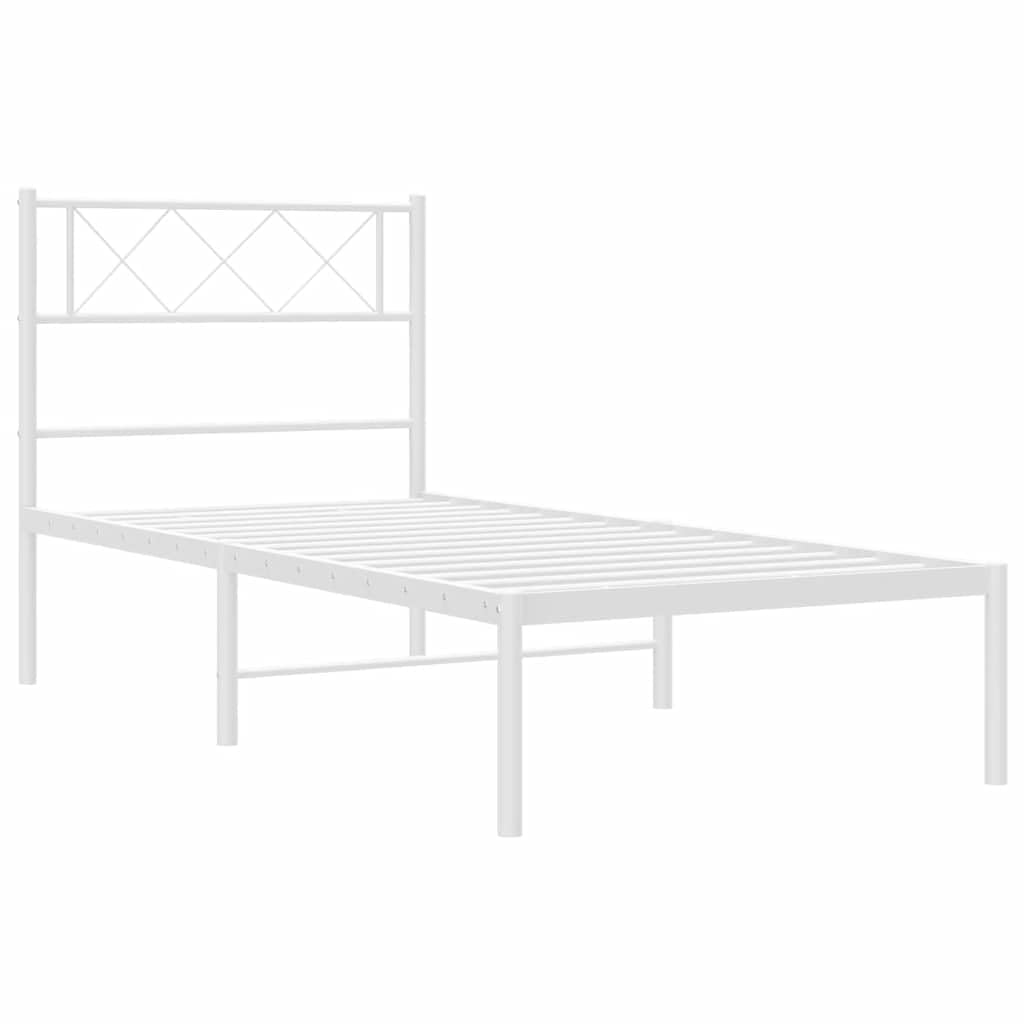 vidaXL Giroletto con Testiera Metallo Bianco 100x190 cm