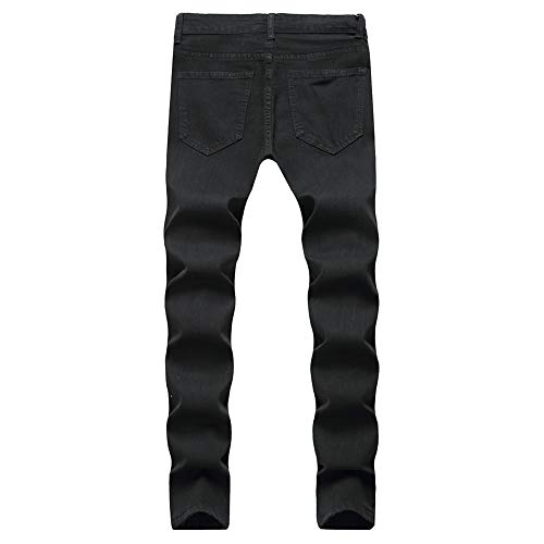 LONGBIDA Men's Ripped Jeans,Slim Fit Distressed Stretch Denim Pants Y2K Cargo Skinny Jeans for Men 2024（6607b,28） Black4