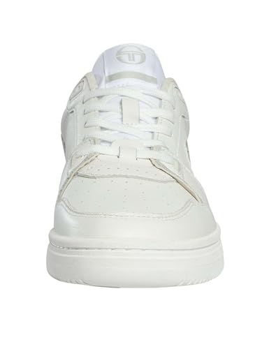 Sergio Tacchini Men's Prime Shot Leather Trainers, White/Silver4
