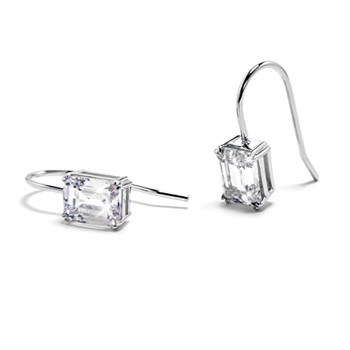 6Cttw Sona Diamond Earrings In Sterling Silver | Sona Diamond Earrings Asscher Cut | Solid Silver Clear High Carbon Diamond Drop Earrings| Sona Drop Earrings For Women And Men | Earring Set| Earrings For Women & Men | Sterling Silver Earrings #TOP1