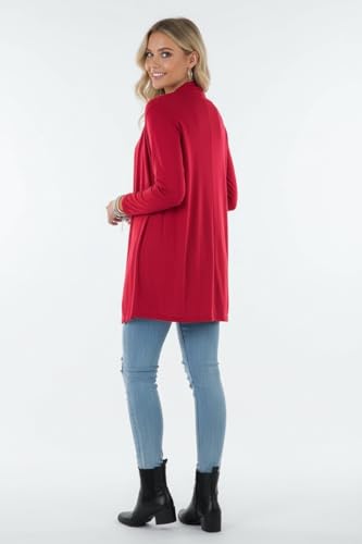 Image of ToBeInStyle Womens Open Front Long Sleeve Lightweight Asymmetrical Draped Cardigan with Side Pockets