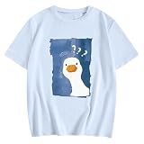 GANGXCHEN Silly Goose Shirt Cute Duck Graphic Tees for Women Funny Tshirts Teen Girls Kawaii Animal Print Tee Tops(Light Purple,S)