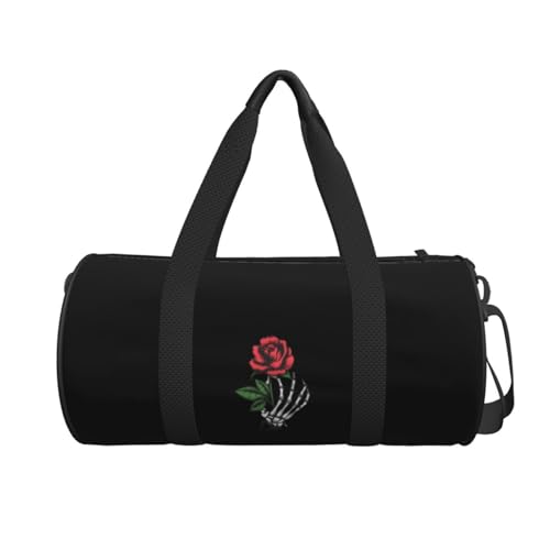 Skeleton Rose Convertible Garment Bag with Shoulder Strap, Carry on Garment Duffel Bag for Men Women - Rolling Foldable for Travel Luggage Bags (Black)2