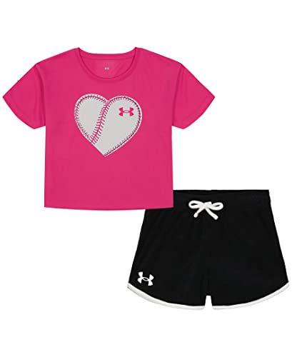 Image of Under Armour Girls' 2-piece Short Sleeve Tee and Shorts Set, Lightweight and Comfortable
