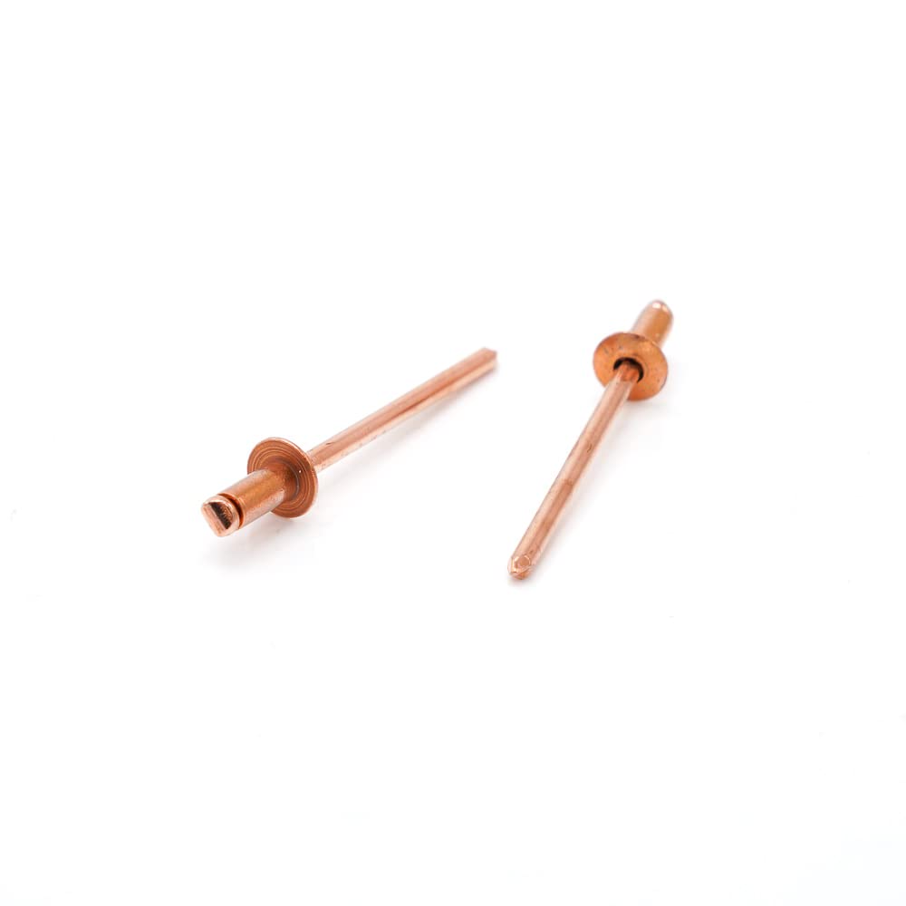 Copper Pop Rivets 4-2 (1/8" Diameter x 1/8" Grip) Copper Plated Steel Mandrel Blind Rivets Qty 1000