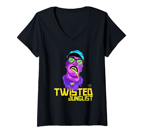 Mujer Junglist Massive DnB Music Dubstep EDM Dj Drum And Bass Camiseta Cuello V