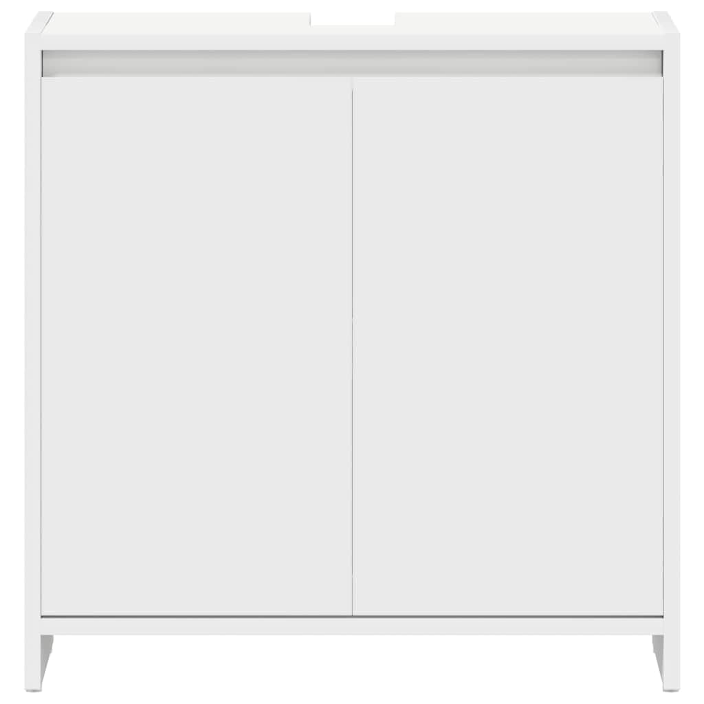 Badezimmerschrank Weiß 60x33x61 cm Holzwerkstoff | 1 Fach, 2 Türen, Stauraum für Badezimmer, pflegeleicht mit feuchtem Tuch