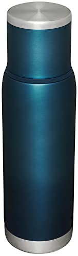 Image of Stanley Adventure-To-Go Vacuum Bottle 1.1 qt | Wide Mouth with Leakproof Cup Lid | Keep Drinks Hot or Cold | Packable for Travel | Insulated Stainless Steel Thermal Bottle | BPA-Free | Blue Glow