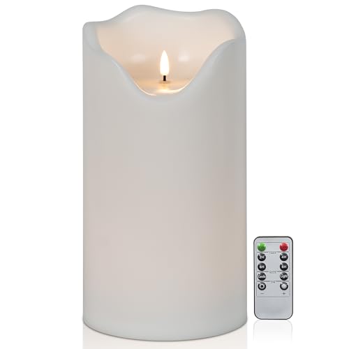Image of 12 inch x 6 inch Waterproof Outdoor Flameless Candles Battery Operated LED Flickering Pillar Candles with Remote and Timer for Indoor Outdoor Lanterns, Long Lasting, White Large, 1 Pack