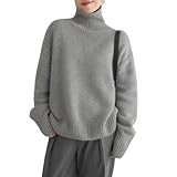 HESYSUAN Damen Solid Rollkragenpullover Kaschmir Strickpullover Winter Pullover...