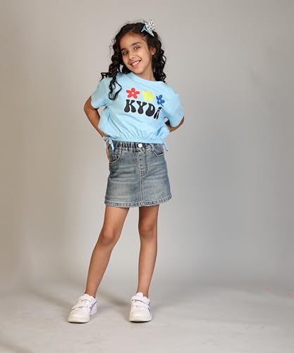 Image of KYDA KIDS 100% Cotton Crop top for Girls - Printed Short Sleeve Stylish Tshirt, Regular Fit Tops for Girl - Pack of 3
