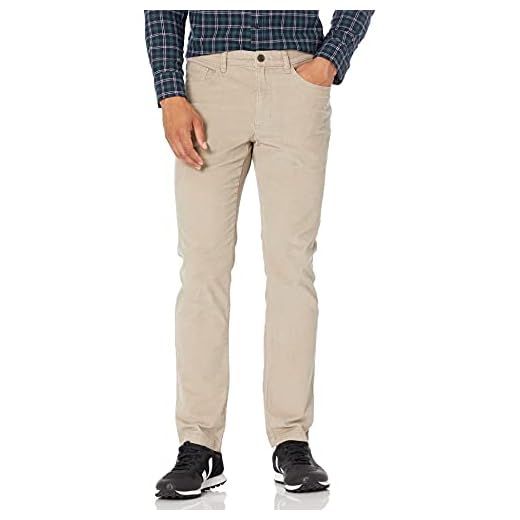Goodthreads Men's Slim-Fit 5-Pocket Comfort Stretch Corduroy Pant, Light Khaki Brown, 32W x 32L
