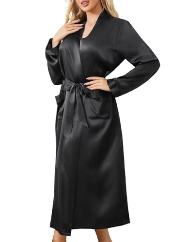 Robes en soie pour femmes ZXLIHS : peignoir long type kimono de mariage