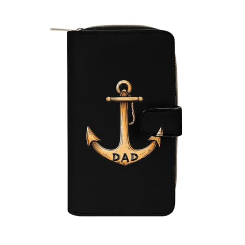 Boat Anchores DAD Women's Long Wallets Leather Card Holder Purse Zippered Buckle Clutch Handbag