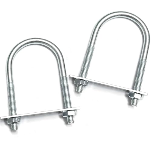 Image of 2 Sets M10 U-Bolt, 3 inch Wide U Bolt with Washers and Nuts, Heavy Duty Galvanized Carbon Steel Round U Bolts for Trailers, Boats, Replacement Parts and Accessories for Ski Boat, Fishing Boat