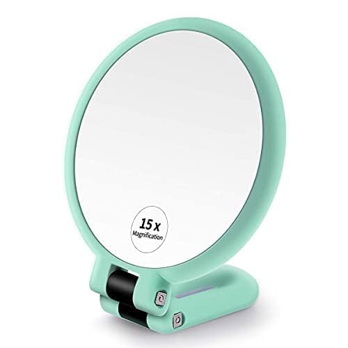 Image of Makeup Mirror with Magnification, for Desk Make Up, Magnifying Hand Held Mirror (Folding Mirror (Blue))