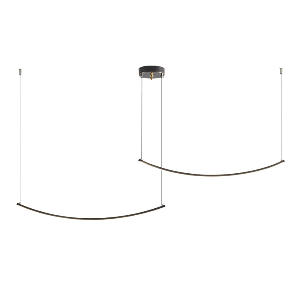 Lampe suspendue à longue bande en cuivre lustre LED moderne noir 3 couleurs